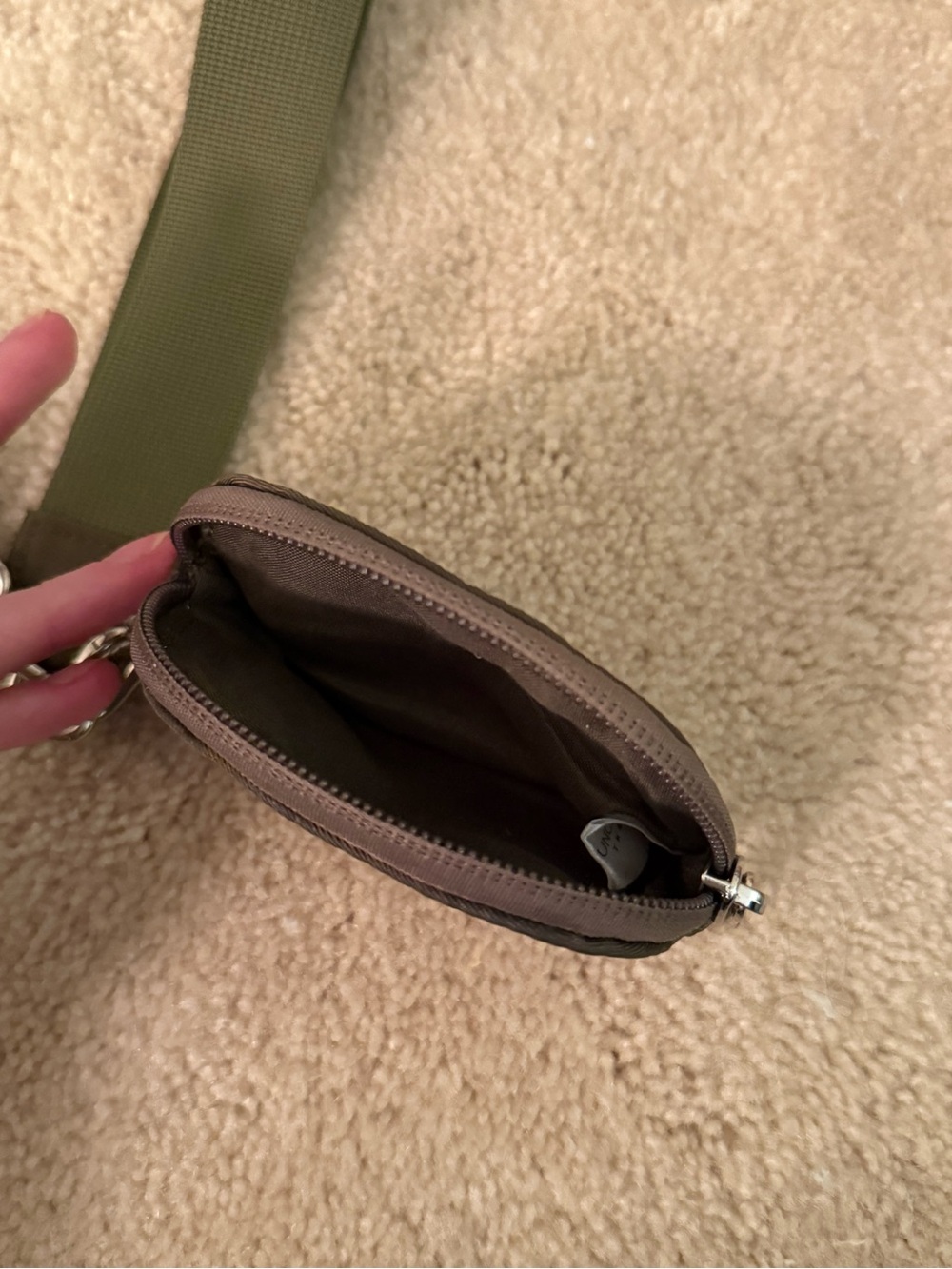 Double Pouch Keychain Wristlet in Olive Green - Picture 3 of 3